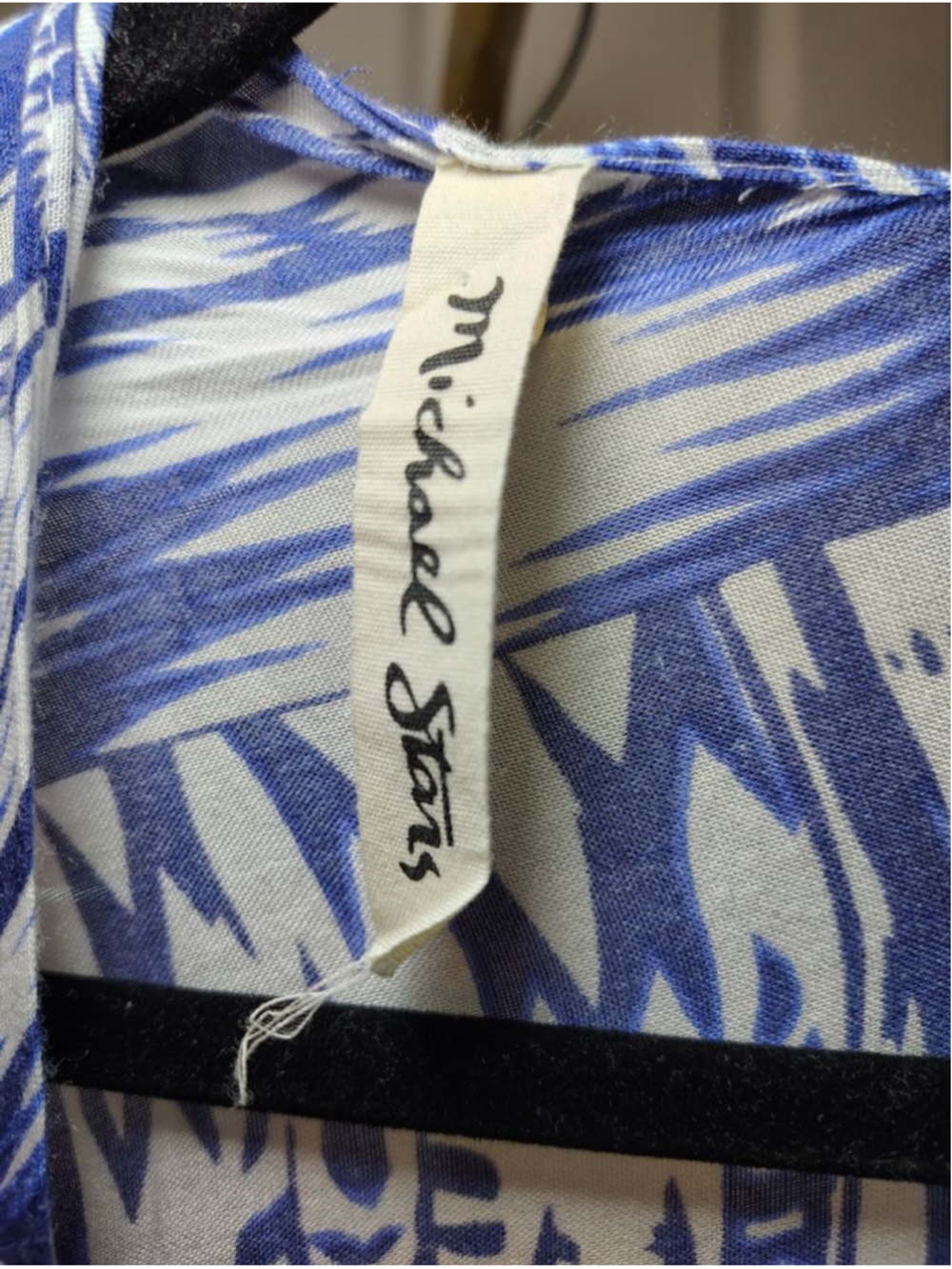 Michael Stars Blue White Ikat Scarf Sarong Swimsuit Cover-Up OS Resort Beach - Picture 6 of 7